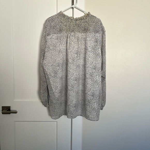 White and Black Polka Dotted Long Sleeve Blouse - Picture 2 of 4
